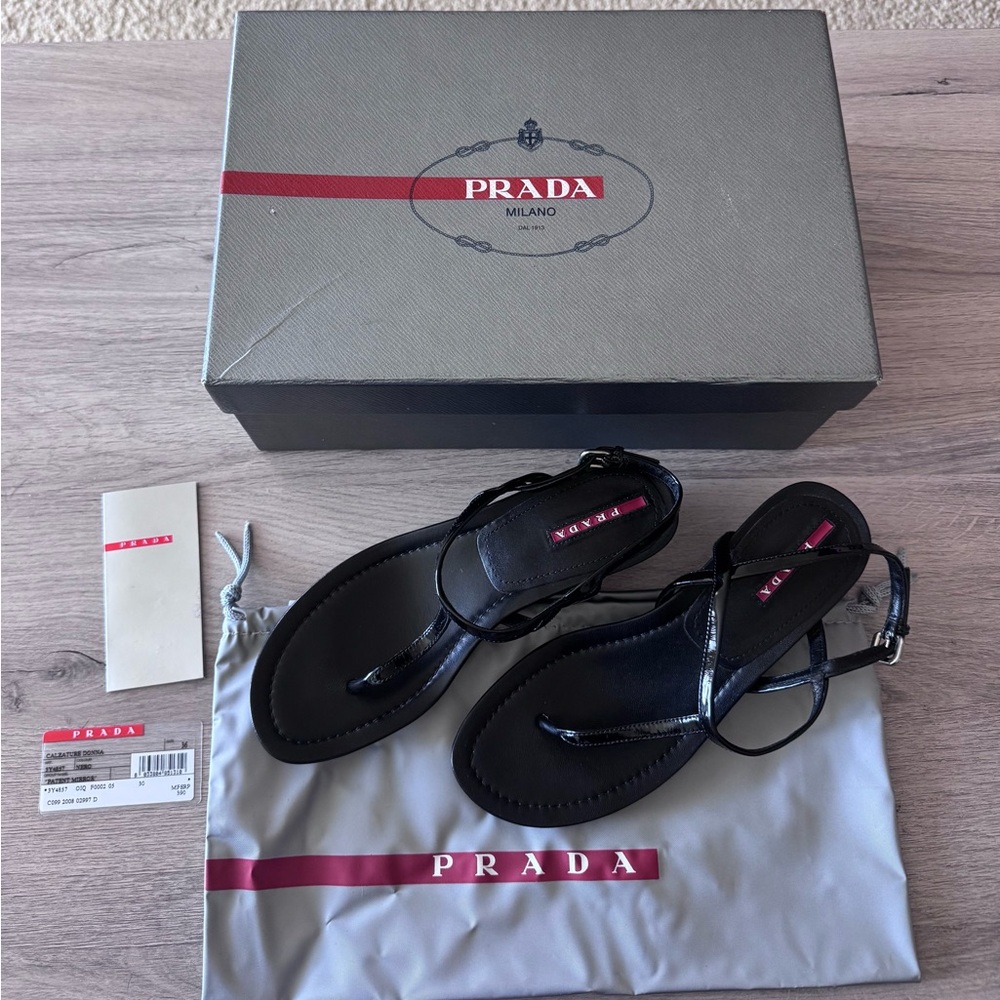 Prada Black Strappy Sandals